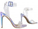 Silver iridescent stiletto sandals transprent - 3