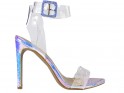 Silver iridescent stiletto sandals transprent - 1