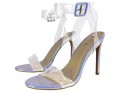 Silver iridescent stiletto sandals transprent - 4