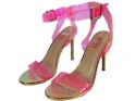 Ružové dúhové sandále na podpätku transprent - 4