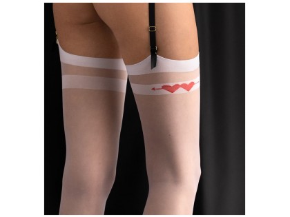 White strapless stockings with red heart - 2