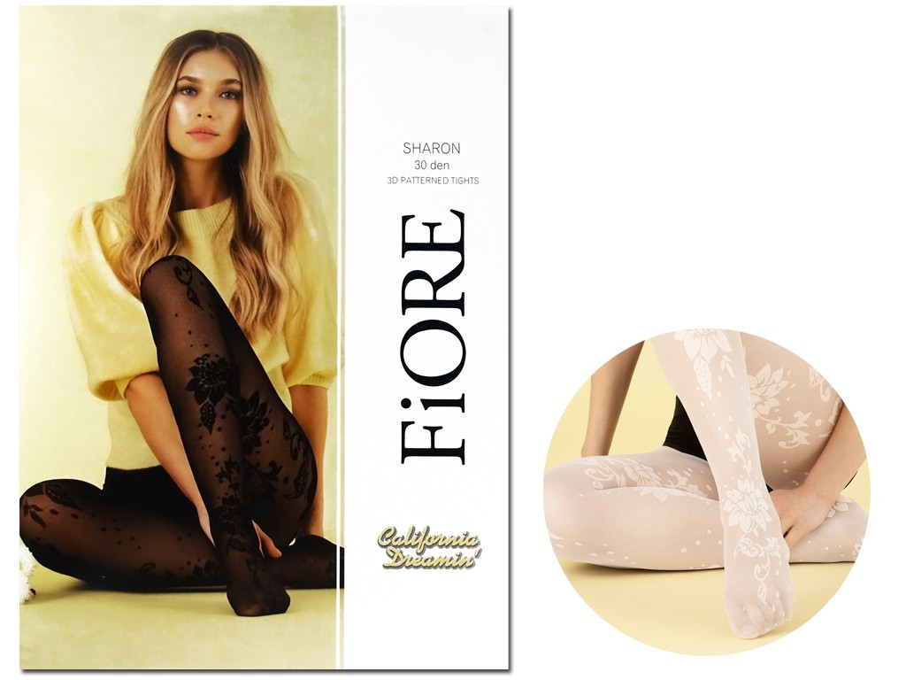 Colanți pentru femei cu model de flori, 30 den - 3