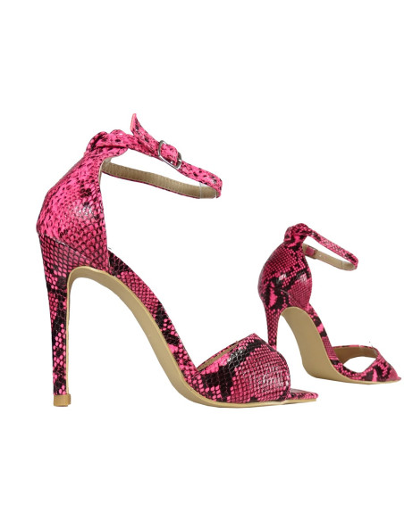 Pink women's sandals with ankle strap - 3