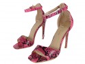 Pink women's sandals with ankle strap - 4