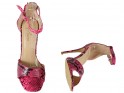 Pink women's sandals with ankle strap - 5