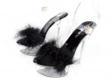 Sandale stiletto transparente negre cu beteală - 4