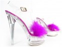 Pink transparent stiletto sandals with tinsel - 3