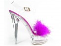 Pink transparent stiletto sandals with tinsel - 1