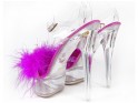 Pink transparent stiletto sandals with tinsel - 2