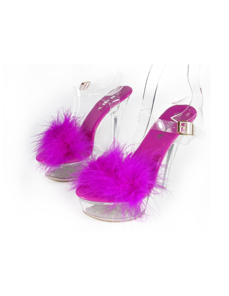 Pink transparent stiletto sandals with tinsel - 4