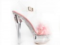 Pink transparent sandals with tinsel - 1