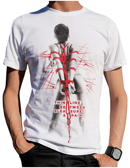 Men's white cotton t-shirt erotic pattern - 1