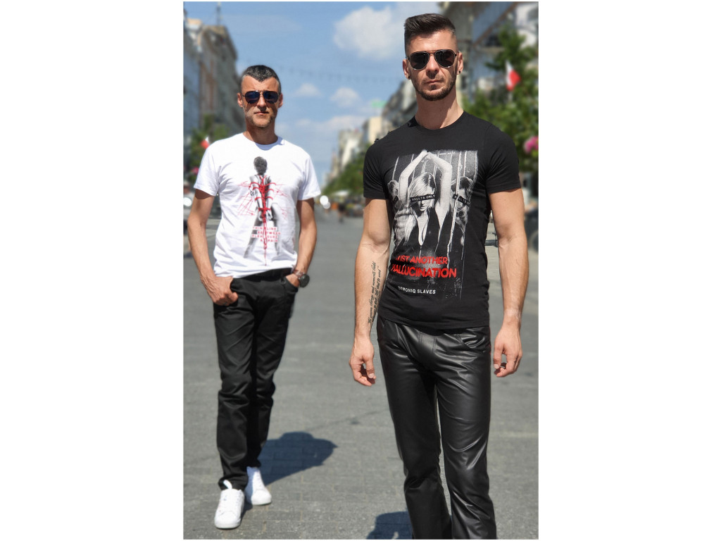 Męski biały t-shirt bawełniany erotyczny wzór