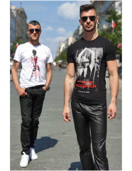 Męski biały t-shirt bawełniany erotyczny wzór