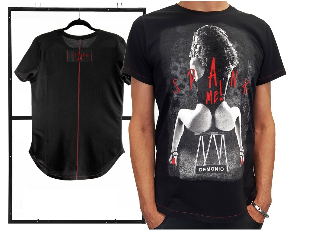 Men's black t-shirt erotic print - 3