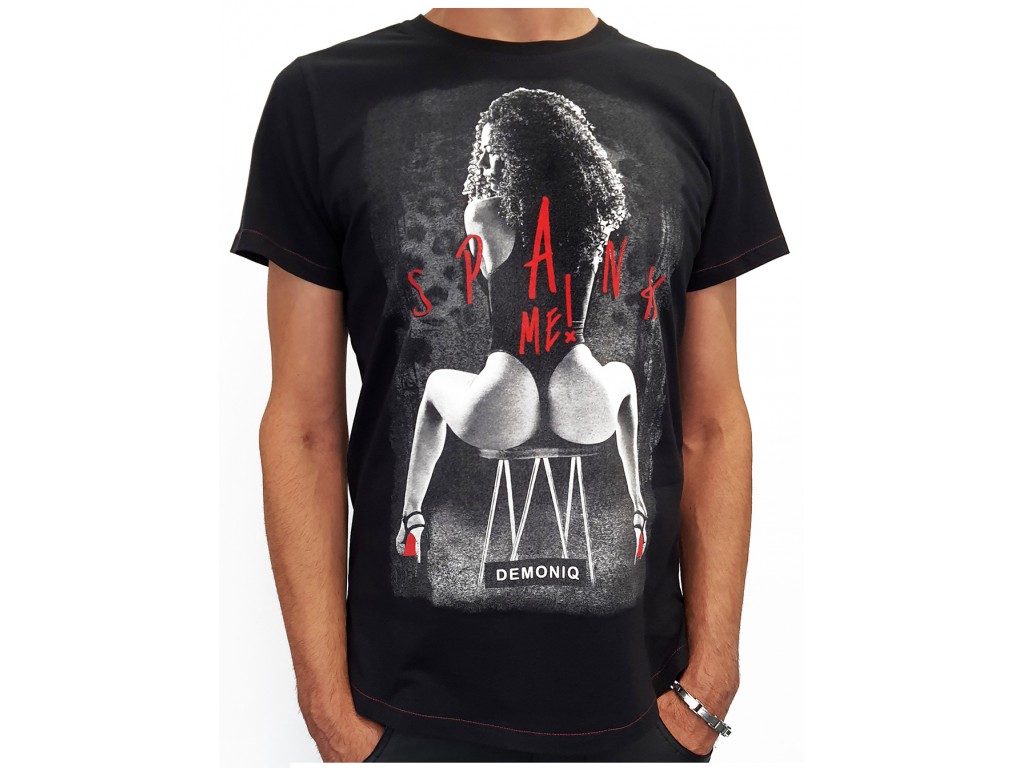 Men's black t-shirt erotic print - 1
