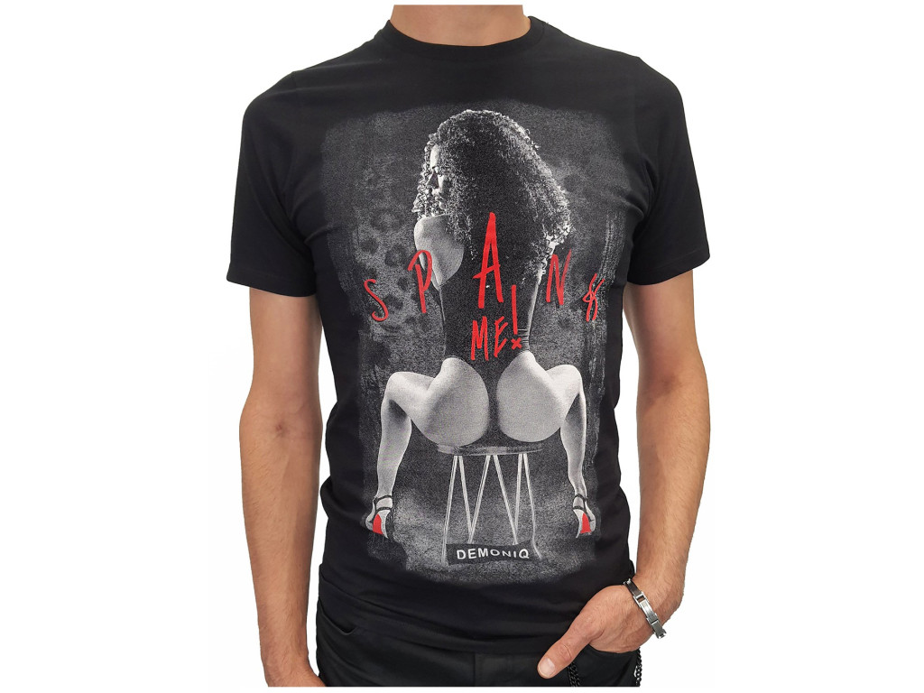 Black t-shirt for men with erotic print - 1
