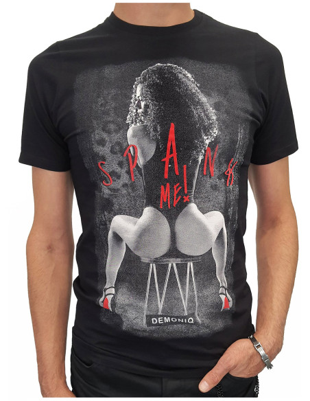 Black t-shirt for men with erotic print - 1