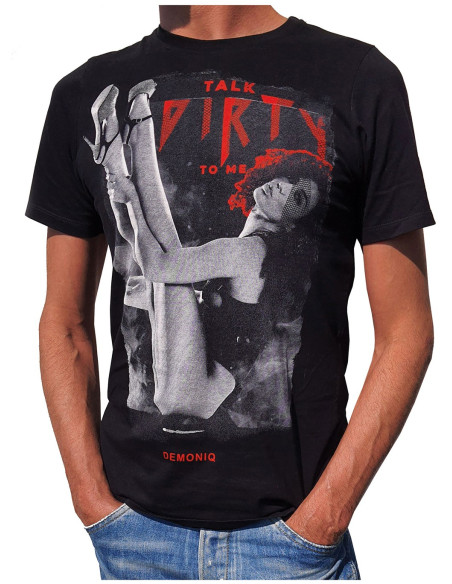 Erotic print men's t-shirt black - 1