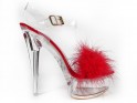 Raudoni permatomi smailianosiai sandalai su blizgučiais - 1