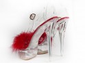Raudoni permatomi smailianosiai sandalai su blizgučiais - 2