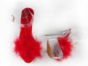 Raudoni permatomi smailianosiai sandalai su blizgučiais - 5