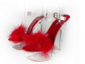 Raudoni permatomi smailianosiai sandalai su blizgučiais - 4