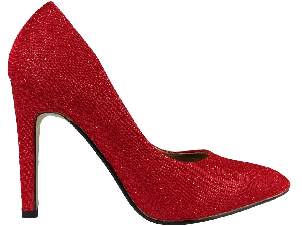 Women's red brocade stilettos - 1