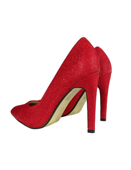 Women's red brocade stilettos - 2