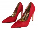 Piros brokát női tűsarkú cipő - 4
