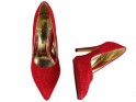 Piros brokát női tűsarkú cipő - 5