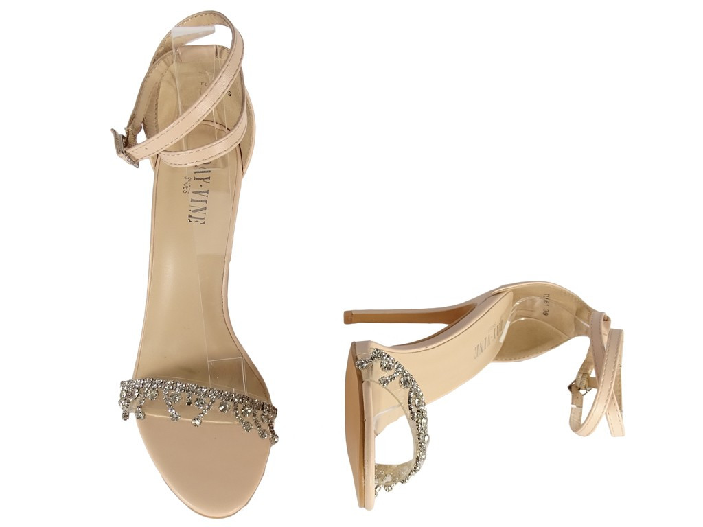 Bēšas matētas stiletto sandales sievietēm - 4