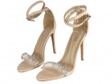 Beige matte stiletto sandals for women - 5