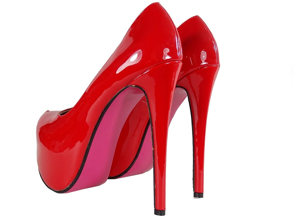 OUTLET Stilettos à plateforme rouge laqués - 2