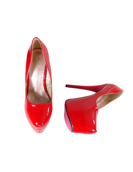 OUTLET Rote Plateau-Stilettos Lacke - 4