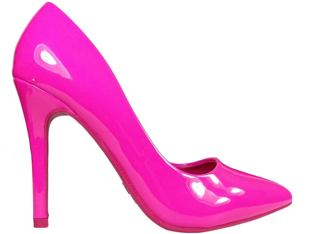 Stilettos en cuir écologique verni rose - 1