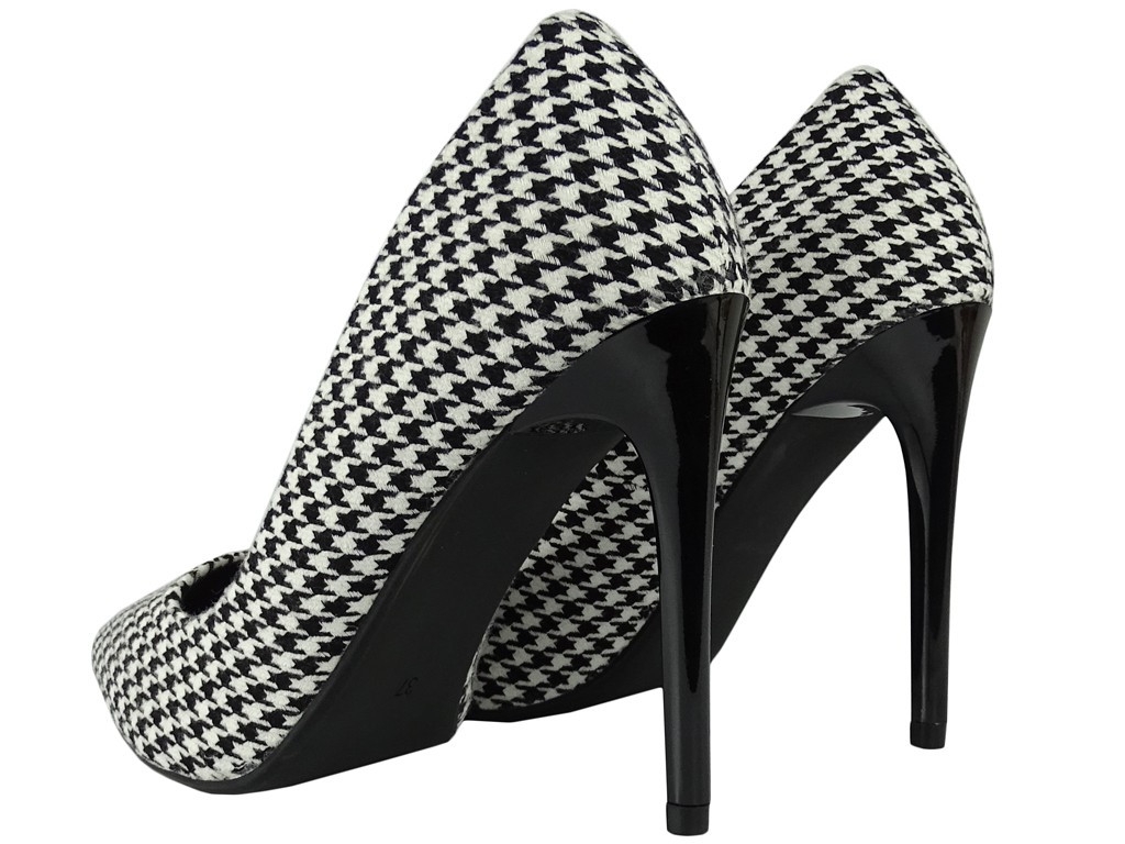 Talons aiguilles peplite pour femmes, blanc et noir - 2