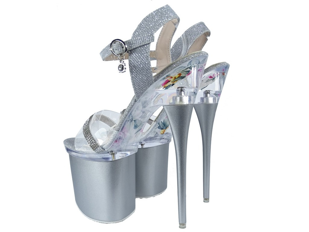 Sudraba platformas stilettos caurspīdīgi - 2