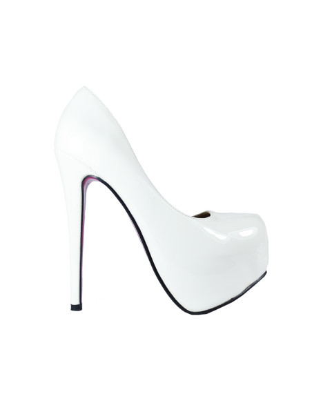 White platform stilettos lace-ups pink sole - 1