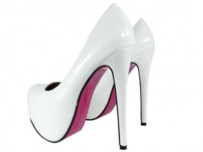 White platform stilettos lace-ups pink sole - 2