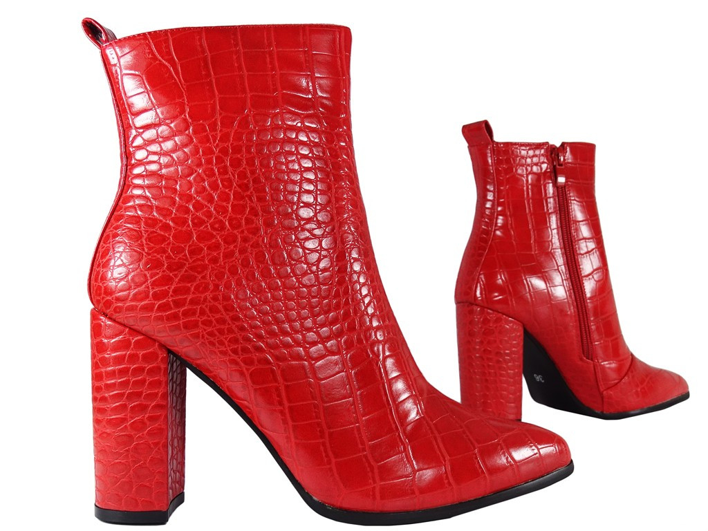 Bottes en cuir écologique rouge pour femmes - 3