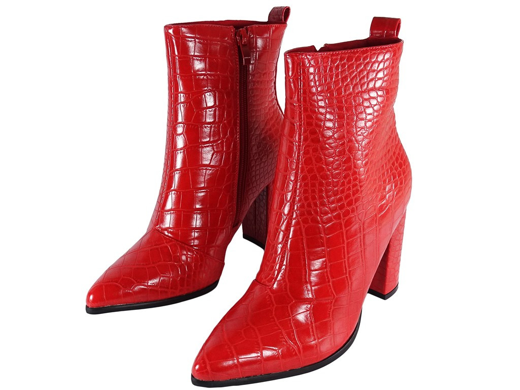 Bottes en cuir écologique rouge pour femmes - 4