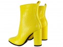 Geltonos spalvos moteriški batai iš ekologiškos odos su smailiu kulnu - 2