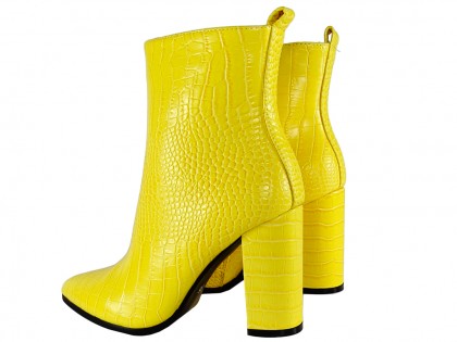 Yellow ladies' eko leather boots on a stiletto heel - 2