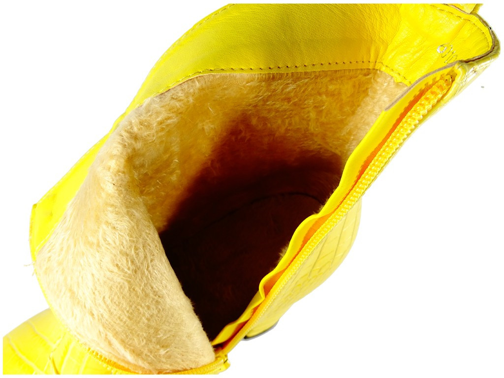 Dzelteni dāmu ādas zābaki ar stiletto papēdi - 6