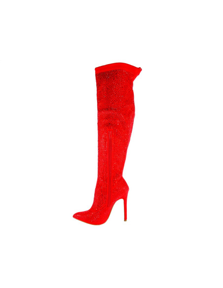 Rote Damenstiefel mit Zirkonen - 3