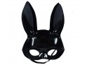 Maska na oczy czarny królik zamsz