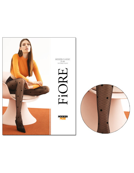 Black polka dot mesh tights 20den - 3