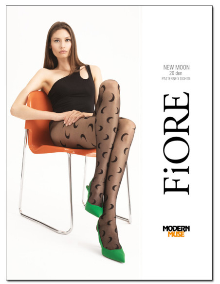 Collants noirs 20den avec des croissants noirs - 1