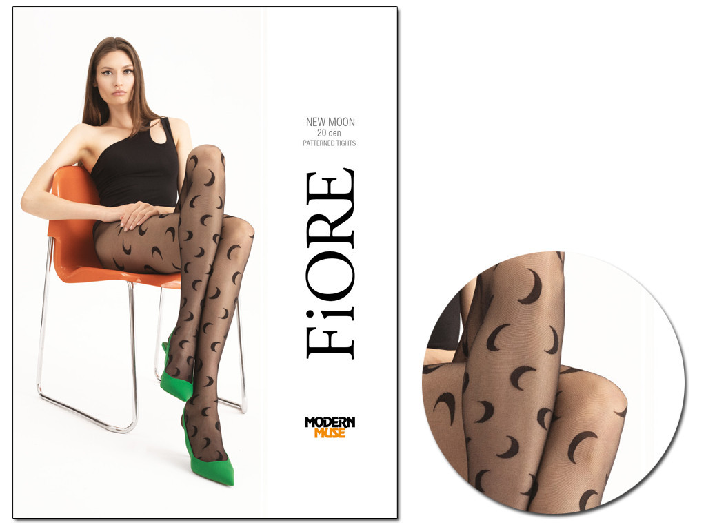 Schwarze 20den Strumpfhose mit schwarzen Halbmonden - 3